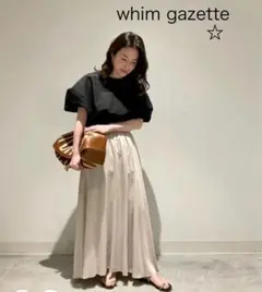 希少★美品★Whim Gazetteコットンリネンクルーネックシルエットブラウス