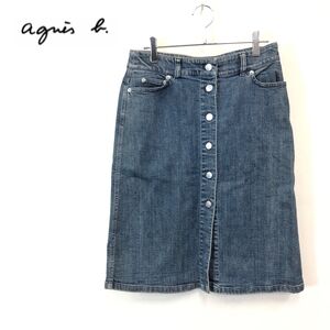 1N1898-F◆ agnes b アニエスベー デニムタイトスカート ボトムス ◆ size38 コットン ポリウレタン インディゴ 古着 レディース