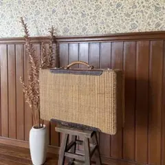 古いラタントランク　レトロな籐の鞄　ビンテージトランク　アンティーク　籐籠