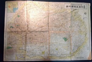 戦前 古地図　東京日日新聞発行　「最新　杉並区明細地図」昭和12年発行　1/12,000　帝都電鉄　都電杉並線　路線図