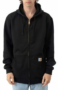 CARHARTT (カーハート) US 無地 パーカー フードジップ (K122) Loose Fit Midwaight Full Zip Sweatshirt Heather Black ブラック (XL)