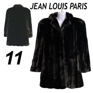 JEAN LOUIS PARIS ジャン・ルイ パリス レディース ファーコート 11 ボア アウター フック アウター フランス製 ブラウン系 (L17)★