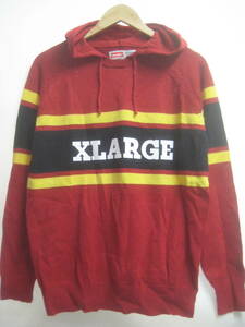 一点物!! 未使用 デッドストック品 XLARGE エクストララージ ロゴニットパーカー フーデッドニットプルオーバー かなり昔の物 サイズ M