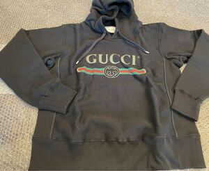 #89 gucci プルオーバー　ロゴ　パーカー　黒　グッチ　hoodie 未使用品