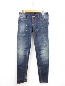 超美品【Dsquared2 ディースクエアード】 S75LA0480 S30342 ダメージ加工 スキニーデニム (レディース) 38 インディゴ系 伊製□35LP2493