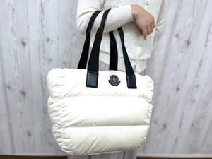 極美品 MONCLER モンクレール ハンドバッグ トートバッグ バッグ ナイロン 白×黒 A4収納可 78364Y