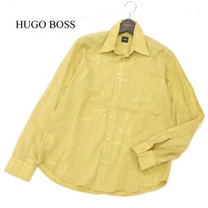 HUGO BOSS ヒューゴボス 通年 リーフ総柄★ 長袖 シャツ Sz.M　メンズ 黄色　C4T00502_1#C