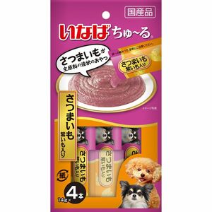 （まとめ買い）いなばペットフード いなば ちゅ～る さつまいも 紫いも入り 14g×4本 犬用おやつ 〔×16〕