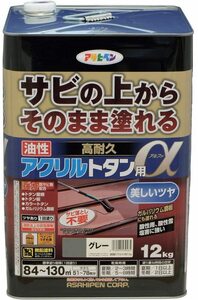 アサヒペン トタン用上塗り塗料 油性高耐久アクリルトタン用α 12kg グレー