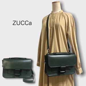 B02 zucca ズッカ 2WAYバックルバッグ ダークグリーン クラシカルデザイン リサイクルレザー 軽量 ショルダーバッグ