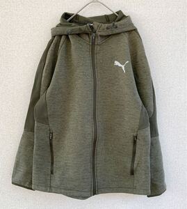 良品　PUMA　プーマ　ジップアップパーカー　スポーツパーカー　フーディ　Hoodie　メンズ　Mサイズ　カーキ