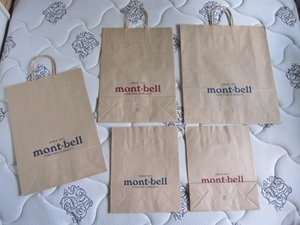 未使用　Mont-bell ショッパー 紙袋 ブランド 美品 5枚セット 折り曲げて配送　特 得