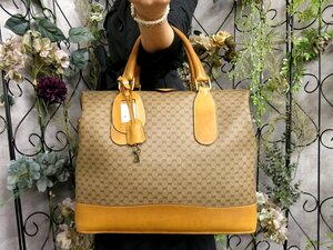 超美品●GUCCI オールド グッチ●マイクロGG●PVC カーフ レザー 本革●ボストン バッグ●ベージュ ブラウン●G金具●大容量 旅行●Js51887