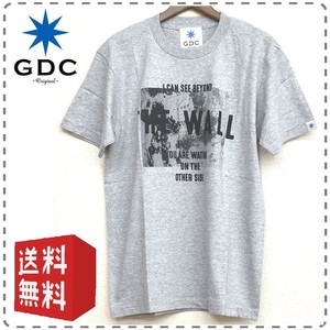 男女兼用 ユニセックス メンズSサイズ グレー GDC ジーディーシー 綿100％ 半袖丸首Tシャツ Wall 壁 全国送料無料 A653