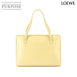 新品同様 ロエベ LOEWE ハンド バッグ レザー ライトイエロー ゴールド 金具 スクエア ヴィンテージ Hand Bag 90245320