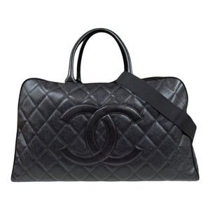 シャネル ボストンバッグ キャビアスキン ブラック レディース CHANEL 中古