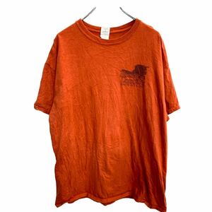 GILDAN プリントTシャツ XLサイズ ギルダン バックプリント オレンジブラウン コットン 古着卸 アメリカ仕入 t2405-3380