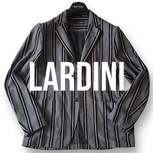 E17 シックに着こなす 定価15万 Lサイズ『ラルディーニ LARDINI』ストライプ デザイン テーラード ジャケット ブレザー グレー ブラック