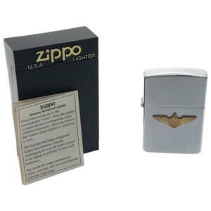 【美品】Zippo U.S.NAVY WING EMBLEM アメリカ海軍 航空隊紋章 1991年 海兵隊 パイロット Aviator ブラッシュ仕上 ミリタリー 喫煙具 J712