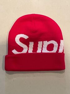 supreme BIG LOGO BEANIE RED ビッグロゴビーニー 赤 box logo シュプリーム BOXロゴステッカー付き 新品未使用 半タグ付き