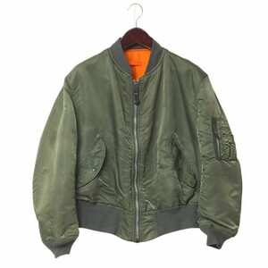 TI3520◇USA製 アルファ/ALPHA INDUSTRIES MA-1フライトジャケット ミリタリージャケット ジップブルゾン メンズXL カーキ/グリーン系