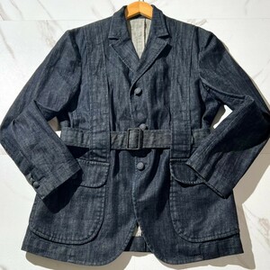 EVISU ヒデヒコ ヤマネ 50 XL 相当 インディゴ デニム テーラードジャケット ベルト エビス 恵比寿 エヴィス yamane 大きいサイズ 濃紺