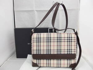 美品★BURBERRY バーバリー ノバチェック キャンバス ショルダーバッグ　/B6861