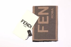 フェンディ メンズ マルチカラー シルク＆ウール スカーフ フェンディロゴ グレー/ベージュ 約180cmX35cm FENDI FXS124 AMR0 F0JJ4 新品/2