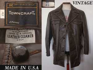 ビンテージ TOWNCRAFT ペニーズ USA アメリカ Penneys レザーJACKET カーコート VINTAGE マッコイ RRL ガーメンツ Brooks ニードルス model