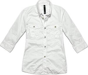 定価2.7万 wjk dry twill 3/4 safari shirt サイズS 白 ドライツイル7分袖サファリシャツ 1piu akm ジュンハシモト