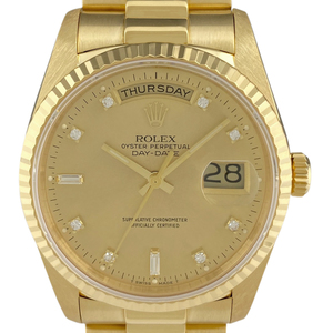 ロレックス ROLEX デイデイト 10Pダイヤ 18238A 腕時計 YG ダイヤモンド 自動巻き シャンパンゴールド メンズ 【中古】