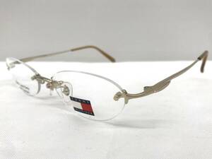 22K-146 新品 眼鏡 メガネフレーム チタン TOMMY HILFIGER 日本製 13g 52□17-135 フチなし ラインストーン シンプル レディース 女性 