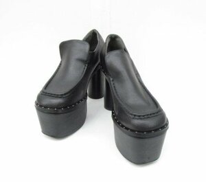 [即日発送] ★良品★ EMODA MATT CHUNKY HEEL LOAFERS レディース シューズ チャンキーヒール ローファー サイドスタッズ ブラック M 331