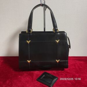 VALENTINO バレンティノ ヴァレンチノ Vロゴ ブラックカラー レザー 革 ハンドバッグ 鞄