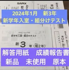 新品！原本！未使用！2024年　サピックス 新3年新学年入室・組分けテスト