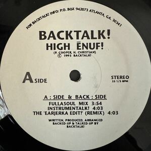 激レア BACKTALK！ HIGH ENUF！ DJ koco kiyo muro shige ランダム ラップ ニュースクール 1993 レコード