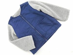 サマンサモスモス Lagom キルティング ボア ノーカラー ジャケット sizeL(110-120cm)/紺ｘグレー ◆■ ☆ dka8 子供服