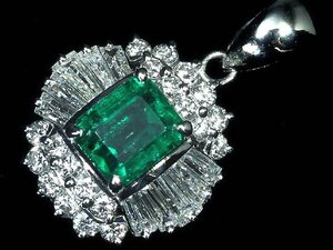 7MI14089T【売り切り】新品【RK宝石】≪Emerald≫ 極上エメラルド 0.67ct 極上ダイヤモンド 0.86ct Pt900 高級ペンダントヘッド ネックレス