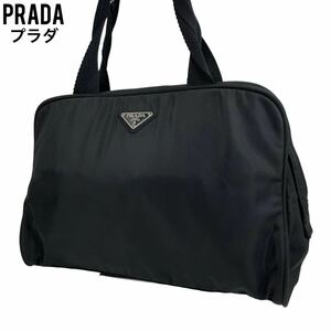 PRADA プラダ　ハンドバッグ　ブラック　黒　ナイロン　白タグ 三角プレート　トートバッグ　ショルダーバッグ　ナイロン　レザー　