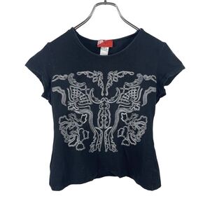 Christian Lacroix クリスチャン ラクロワ　レディース　総柄　 ブラック　半袖　Tシャツ カットソー　トップス