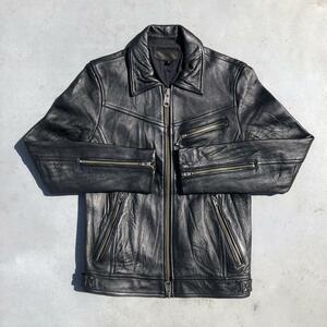 JACKROSE ラムレザー ダブルジップ シングル ライダースジャケット サイズ2 Sサイズ 相当 ブラック