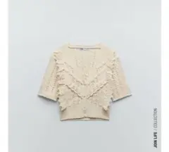 ZARA 半袖ニットトップス　Mサイズ