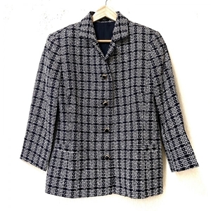 バーバリーロンドン Burberry LONDON サイズ42 XL - 黒×白 レディース 長袖/チェック柄/肩パッド/秋/冬 美品 ジャケット