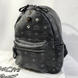 【美品】 正規品 MCM エムシーエム スタッズ リュック 保存袋付き 黒 ブラック レザー 革 バックパック 量産系 地雷系 あすカノ ゆあてゃ