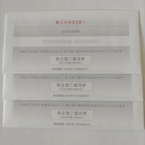 吉野家 株主優待券6000円分　500円券４枚　３セット　未開封　有効期限2025年11月30日まで