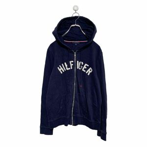 TOMMY HILFIGER ジップアップ スウェット パーカー ウィメンズ M ネイビー トミーヒルフィガー ロゴ 古着卸 アメリカ仕入 a502-5188