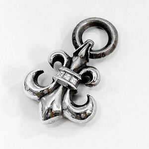 新品 インボイス原本付 CHROME HEARTS クロムハーツ BSフレア ペンダント チャーム ダイヤモンド ネックレス バゲットダイヤ ユリ トップ