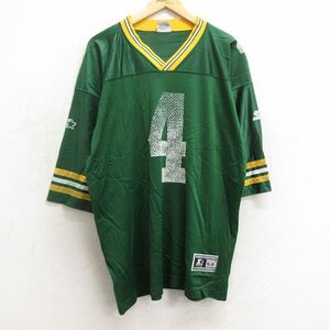 XL/古着 スターター 半袖 ビンテージ フットボール Tシャツ メンズ 90s NFL グリーンベイパッカーズ ブレットファーヴ 4 メ