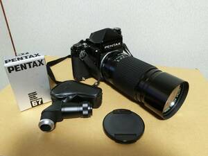 PENTAXペンタックス6×7TTLファインダー中判【動作確認済み、電池新品】＆PENTAX300mmＦ4レンズ67フイルムカメラ＆67アングルファインダー