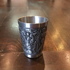 錫器 猪口★盃 杯 古民家 レトロ 晩酌 風雅 湘南スタイル ビンテージ 膳 Singapore pewter ピューター アジアン 骨董 民族 アンティーク